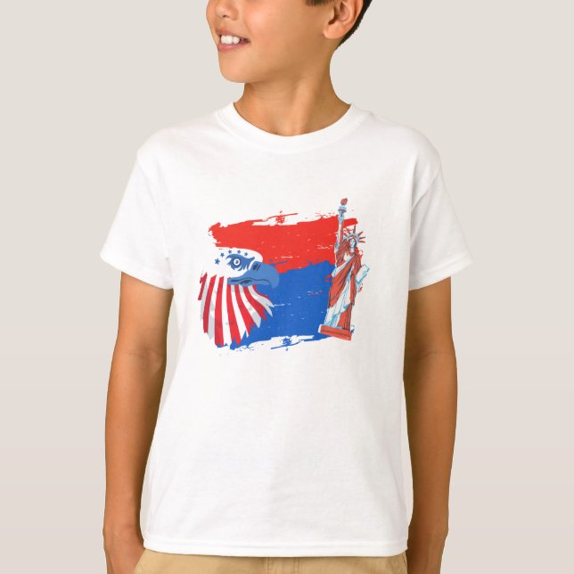 4th of July American Spirit Freedom Eagle T Shirt (Framsida)