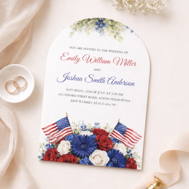 4th of July American Wedding Arch Invitation Inbjudningar (Skapare uppladdad)