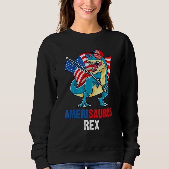4th of July Amerisaurus Rex American Flag T Rex Di T Shirt (Framsida)