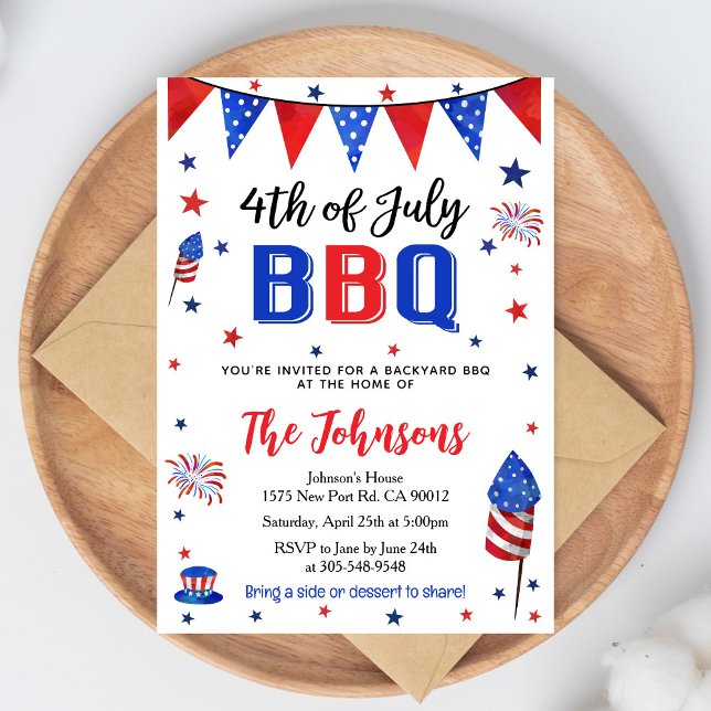 4th of July Backyard BBQ Invitation Inbjudningar (Skapare uppladdad)