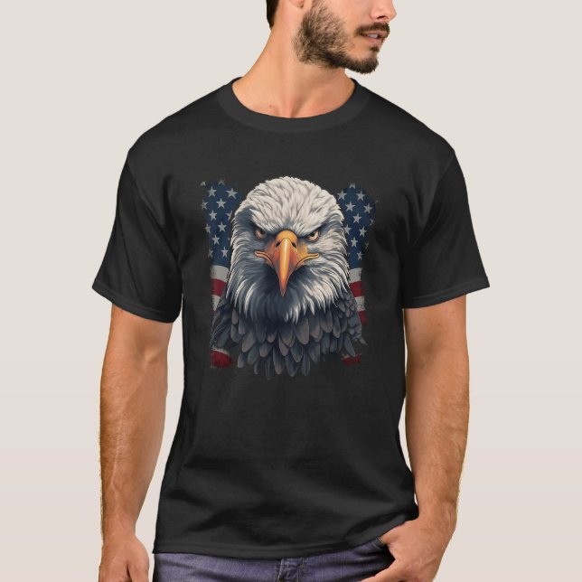 4th of July bald Eagle Patriotic American T Shirt (Framsida)