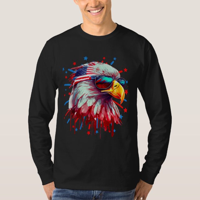 4th Of July Bald Eagle T Shirt (Framsida)