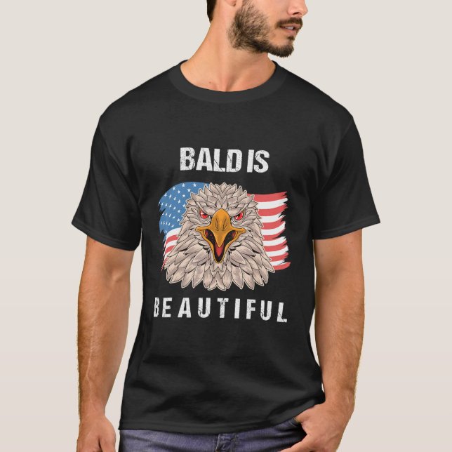 4th Of July Bald Is Beautiful Eagle Patriotic Amer T Shirt (Framsida)