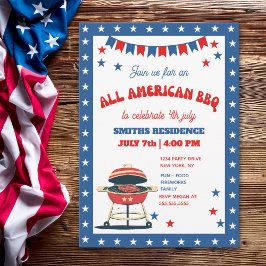 4th of July BBQ Party – ALL AMERICAN BBQ Inbjudningar