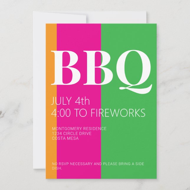4th of July BBQ Party Invitation Inbjudningar (Framsida)