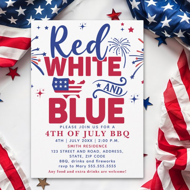 4th of July BBQ - Red, White, and Blue Celebration Inbjudningar (Skapare uppladdad)