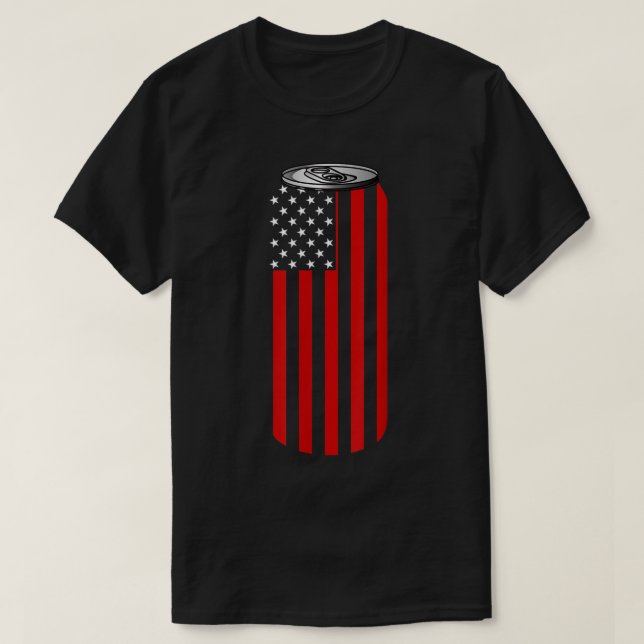 4TH Of July Beer Can Flag T-Shirt (Design framsida)