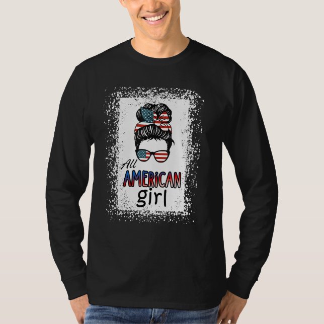 4th of July Bleached Daughter USA All American Gir T Shirt (Framsida)