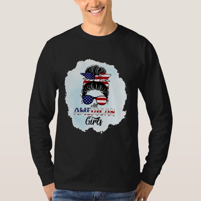 4th of July Bleached Daughter USA All American Gir T Shirt (Framsida)