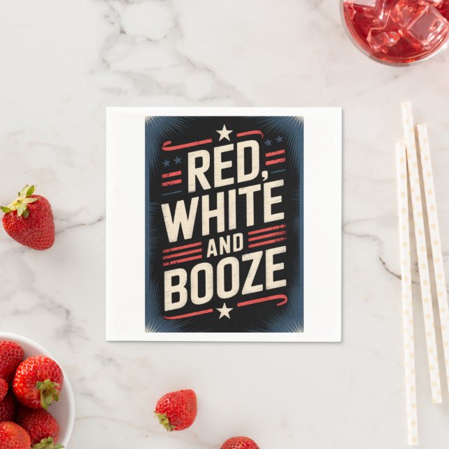 4th of July Booze Party | Red White and Booze Pappersservett (Insitu)