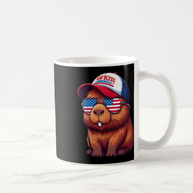 4th Of July Capybara – God Bless America Hat And P Kaffemugg (Höger)
