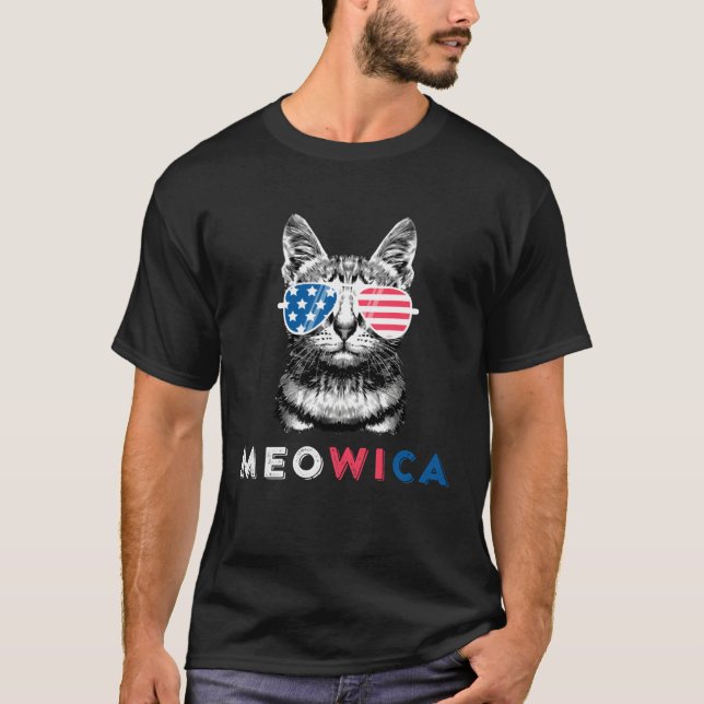 4th Of July Cat Meowica Merica Kitty Patriotic Cat T Shirt (Framsida)