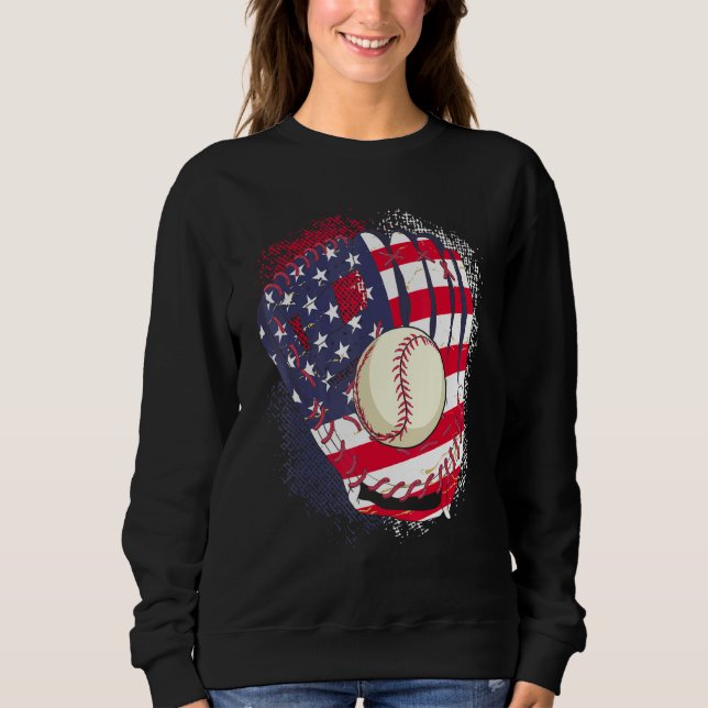 4th Of July Catcher Baseball Player US Flag Sport  T Shirt (Framsida)