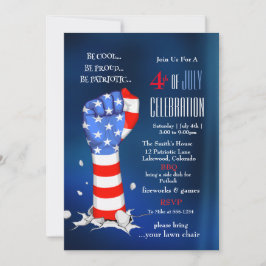 4th of July Celebration American Flag Fist Inbjudningar