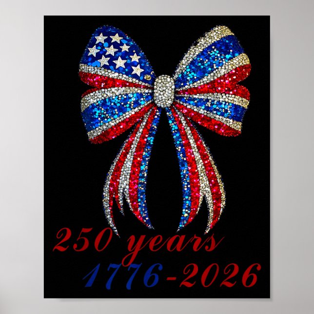 4th Of July Coquette American Flag Bow Funny Girls Poster (Framsidan)