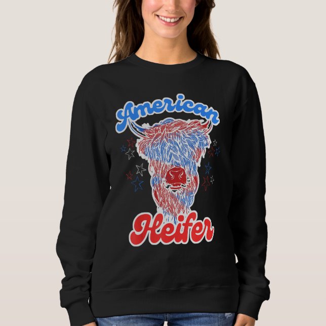 4th of July Cow for American Heifer Highland Cow T Shirt (Framsida)