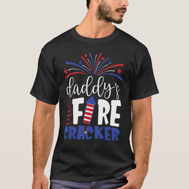 4th of July Daddy's Little Firecracker Toddler Kid T Shirt (Framsida)