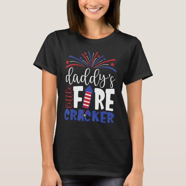 4th of July Daddy's Little Firecracker Toddler Kid T Shirt (Framsida)