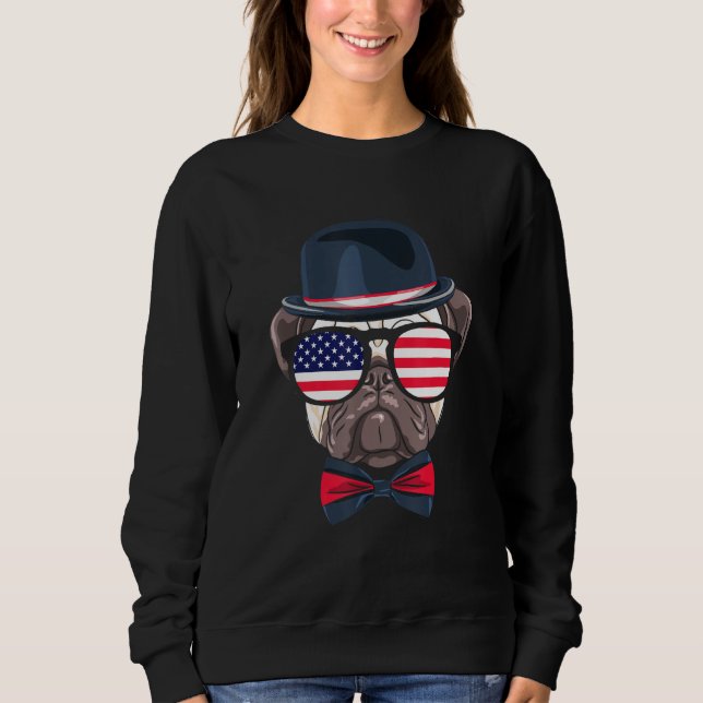 4th Of July Dog American Flag Patriotic English Bu T Shirt (Framsida)