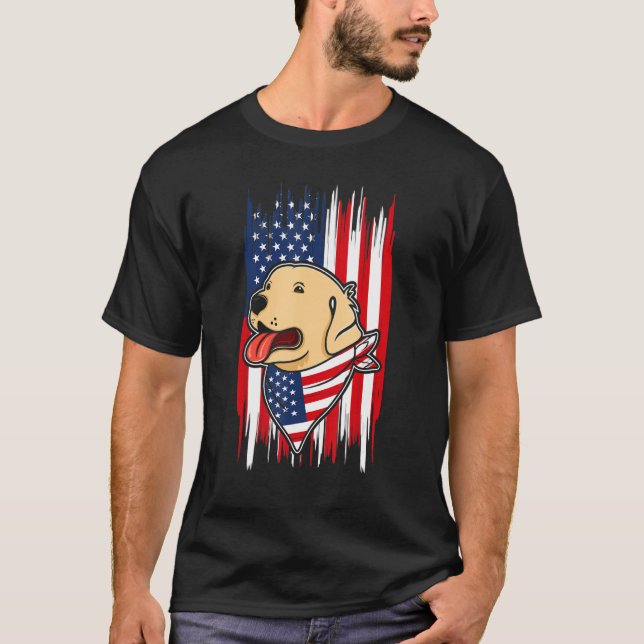 4th of July Dog USA Independence Day American Holi T Shirt (Framsida)