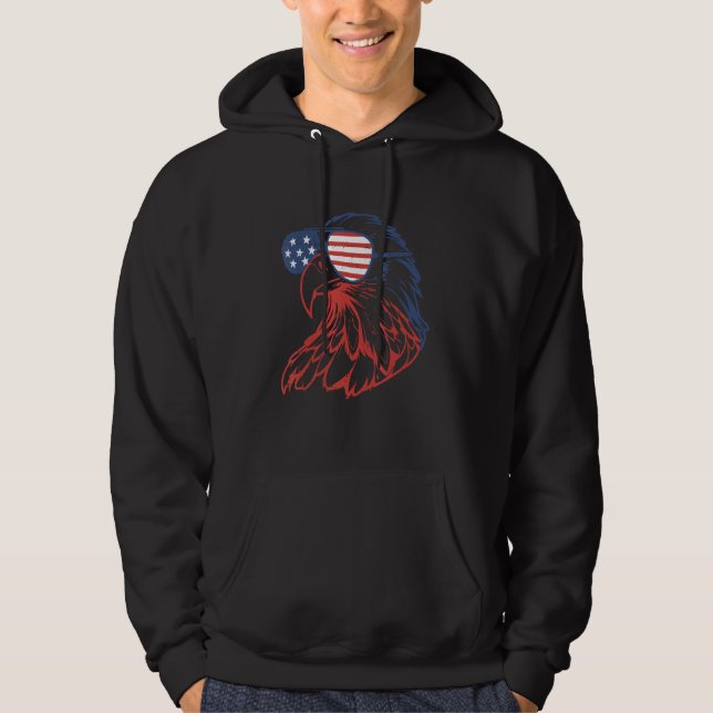 4th Of July Eagle American Flag Independence Day M Hoodie (Framsida)