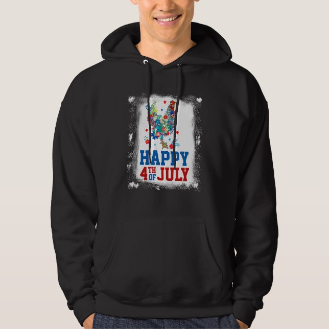 4th Of July Farmer Chicken Flower American Flag Pa Hoodie (Framsida)