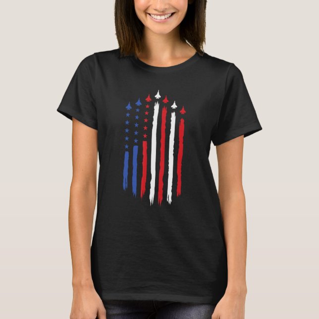 4th of July Fighter Jets with USA American Flag Ce T Shirt (Framsida)