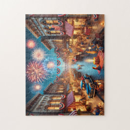 4th of July Fireworks Small Town Celebration Pussel