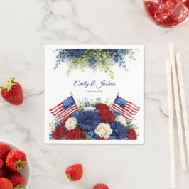 4th of July Flowers and Flag Wedding Pappersservett