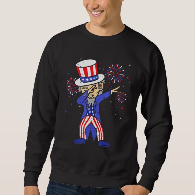 4th Of July  For Kids  Dabbing Uncle Sam Boys Men Lång Ärmad Tröja (Framsida)