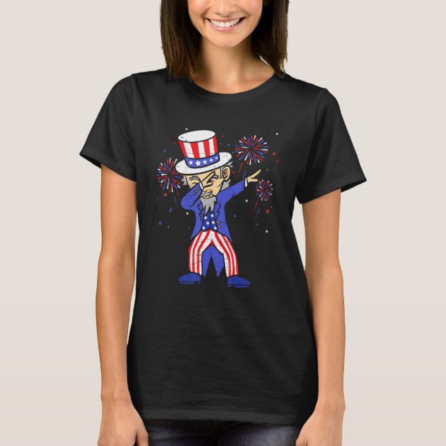 4th Of July  For Kids  Dabbing Uncle Sam Boys Men T Shirt (Framsida)