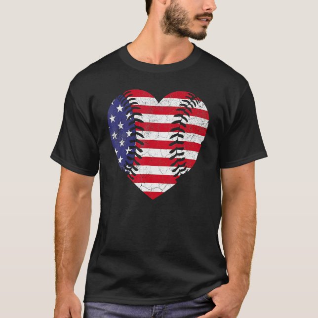 4th Of July   For Women American Flag Baseball Hea T Shirt (Framsida)