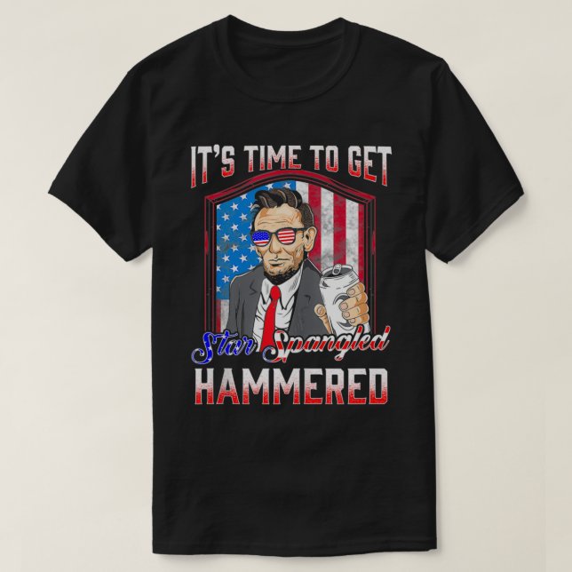 4th of July Get Star Spangled Hammered Drinkin lik T Shirt (Design framsida)