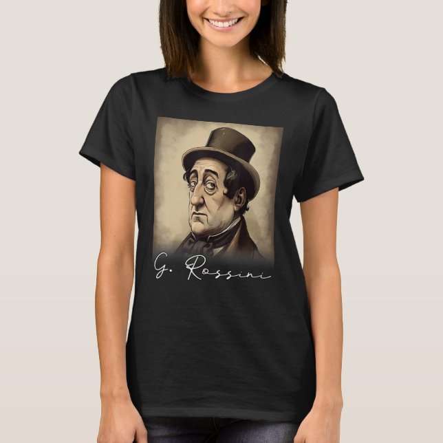 4th of July Gioachino Rossini US Flag Musician Com T Shirt (Framsida)