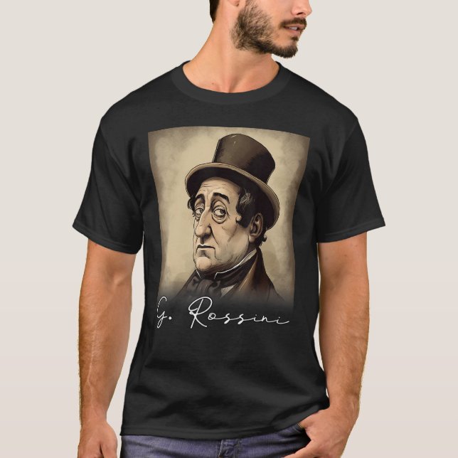 4th of July Gioachino Rossini US Flag Musician Com T Shirt (Framsida)