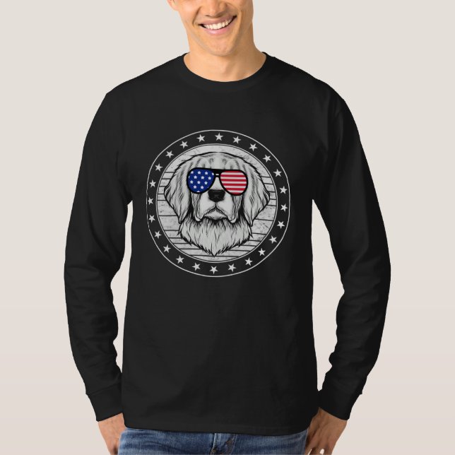 4th Of July Golden Retriever Dog  USA Flag Indepen T Shirt (Framsida)