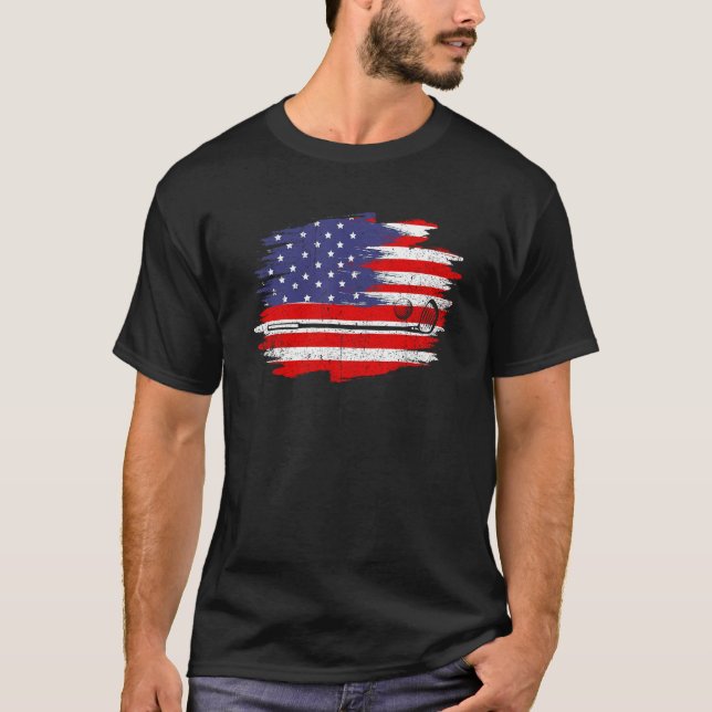 4th of July golf   American Flag Ball with Top Hat T Shirt (Framsida)