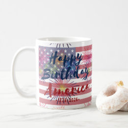 4th of July Happy Birthday America USA 250th Kaffemugg