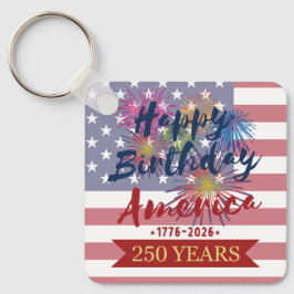 4th of July Happy Birthday America USA 250th Nyckelring