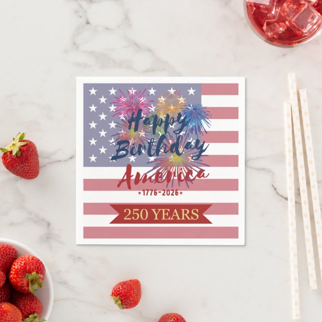 4th of July Happy Birthday America USA 250th Paper Pappersservett (Insitu)
