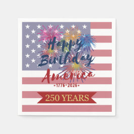 4th of July Happy Birthday America USA 250th Paper Pappersservett