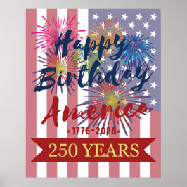 4th of July Happy Birthday America USA 250th Poster