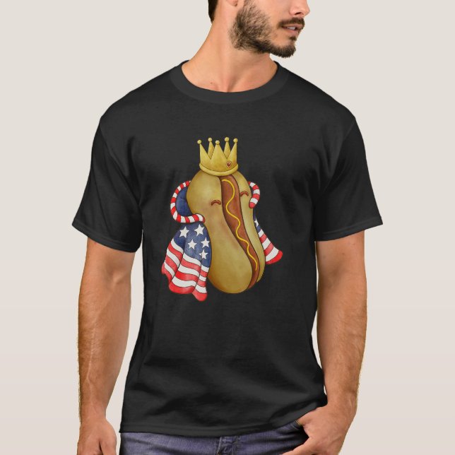 4th of July Hotdog Sunglasses America Flag Indepen T Shirt (Framsida)