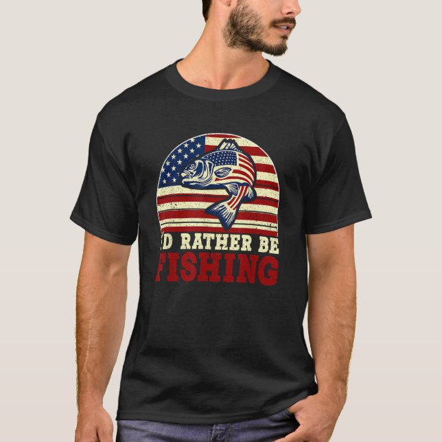 4th of July I d Rather Be Fishing 5 T Shirt (Framsida)