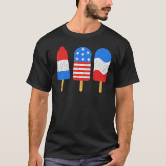 4th Of July Ice Pops Red White Blue American Flag  T Shirt