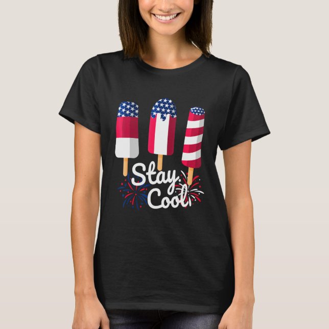 4th Of July Ice Pops Red White Blue American Flag  T Shirt (Framsida)