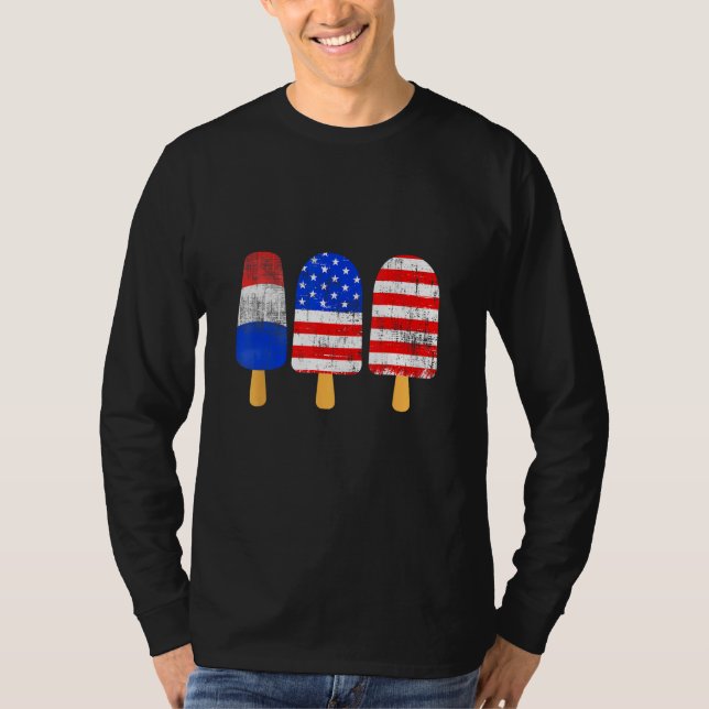 4th Of July Ice Pops Red White Blue American Flag  T Shirt (Framsida)
