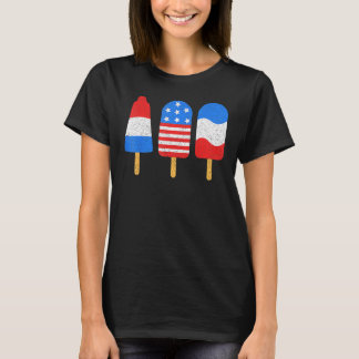 4th Of July Ice Pops Red White Blue American Flag  T Shirt
