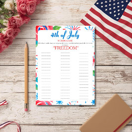 4th of July Indepence day floral Words game card Julkort