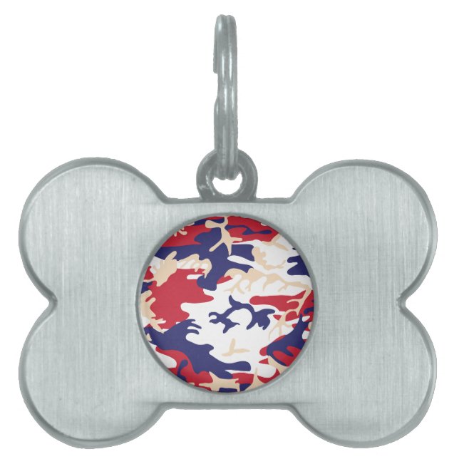 4th of July, Independence day, Camouflage Beige ID-bricka Husdjur (Framsidan)